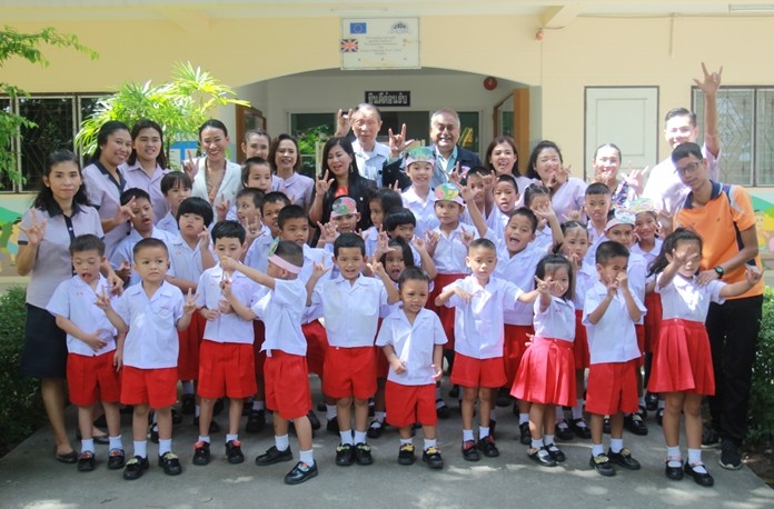 The PSC committee together with Fr Weera teachers and children express their love for each other.