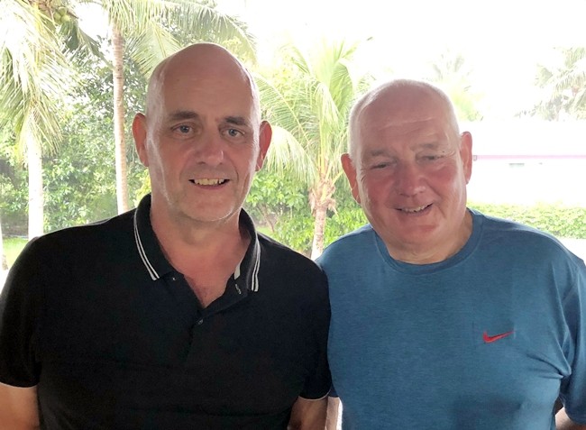 Paul Davies (right) with John Feeney.