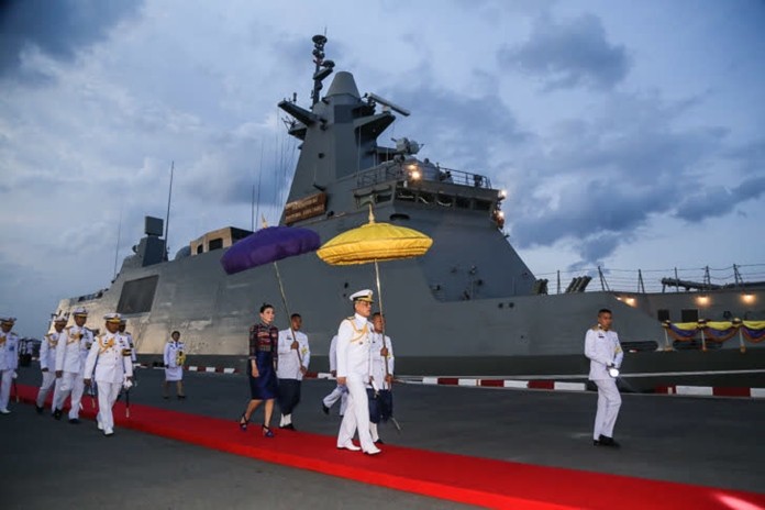 His Majesty King Maha Vajiralongkorn Phra Vajiraklaochaoyuhua and Her Majesty Queen Suthida Bajrasudhabimalalakshana attended an anointment ceremony for HTMS Bhumibol Adulyadej, a stealth frigate of the Royal Thai Navy, in Chonburi province.