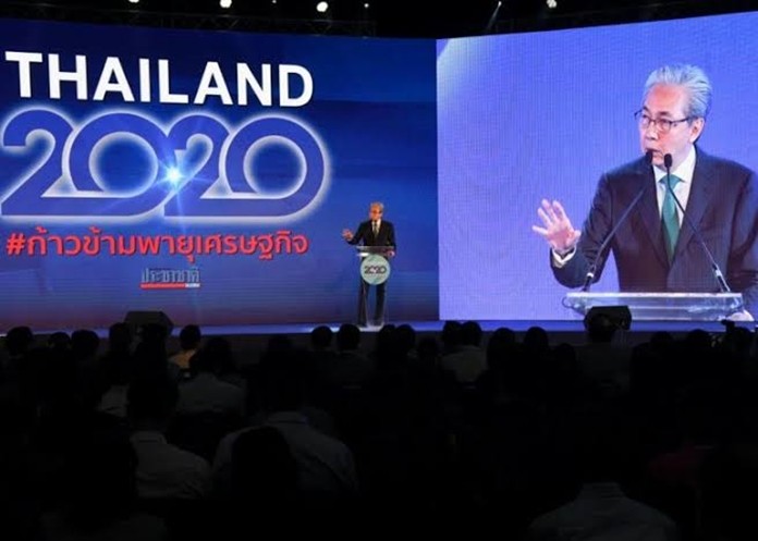 Deputy Prime Minister Somkid Jatusripitak delivering his Thailand 2020 speech.