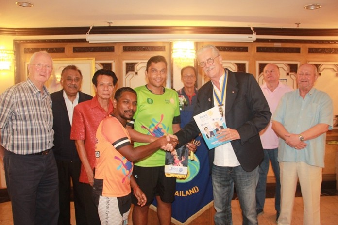The two adventurous Rotarians attended a meeting of the Rotary Club of Jomtien-Pattaya where they were greeted by President Joachim Klemm and members of the club.