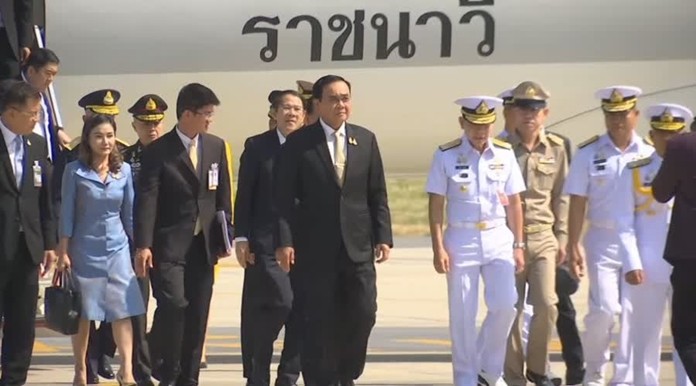 Prime Minister Gen. Prayut Chan-o-cha arrives at U-Tapao Rayong-Pattaya International Airport to officially open the new terminal.