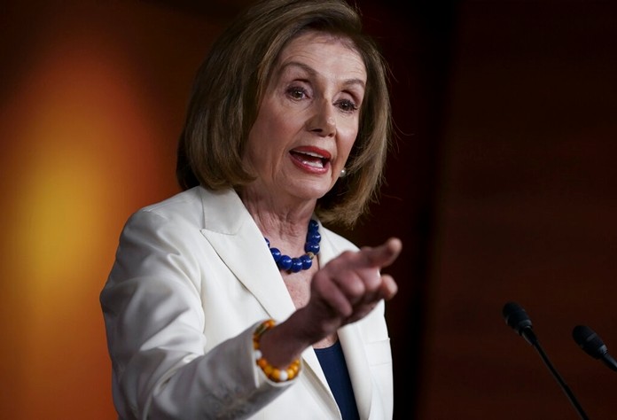 Speaker of the House Nancy Pelosi, D-Calif., responds forcefully to a question from a reporter who asked if she hated President Trump, after announcing earlier that the House is moving forward to draft articles of impeachment against Trump, at the Capitol in Washington, Thursday, Dec. 5, 2019. (AP Photo/J. Scott Applewhite)