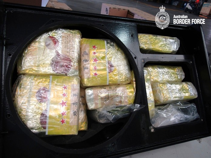This undated photo provided on Thursday, Dec. 5, 2019, by Australian Border Force shows the drugs in sealed packages after its seizure. (Australian Border Force via AP)