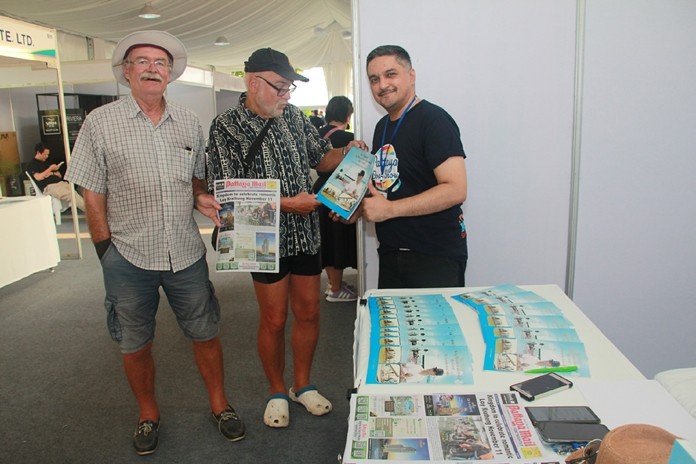 Prince Malhotra Dep. MD of Pattaya Mail manned our booth distributing the newspaper along with our special publication titled “HM King Bhumibol Adulyadej the Great, the Legendary Royal Sailor” by Peter Cummins, the celebrated yachting writer.