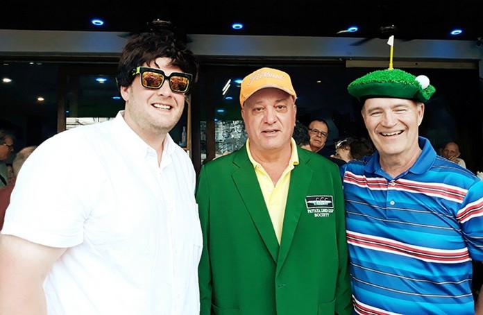 A flight winner Peter Lacey with Michael Wright (L) and Mike Ehlert (R).