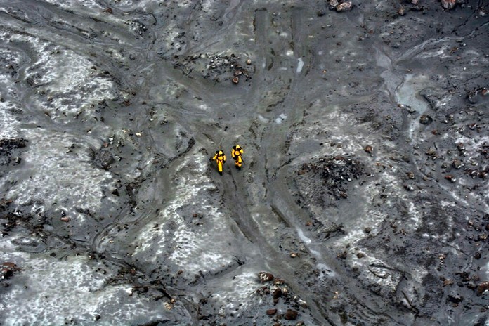 This photo released by the New Zealand Defence Force shows an operation to recover bodies from White Island after a volcanic eruption in Whakatane, New Zealand, Friday, Dec. 13, 2019. (New Zealand Defence Force via AP)