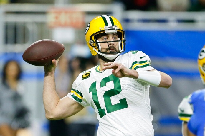 Green Bay Packers quarterback Aaron Rodgers throws during the first half of an NFL football game against the Detroit Lions, Sunday, Dec. 29, 2019, in Detroit. (AP Photo/Duane Burleson)