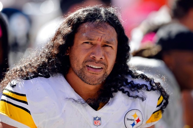 In this Oct. 12, 2014, file photo, Pittsburgh Steelers strong safety Troy Polamalu watches from the bench in the second quarter of an NFL football game against the Cleveland Browns in Cleveland. (AP Photo/David Richard, File)