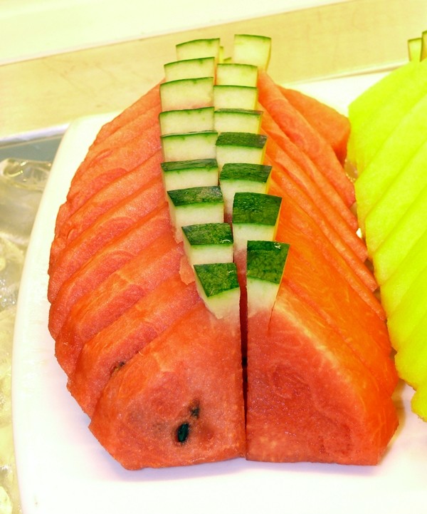 A colorful water melon.
