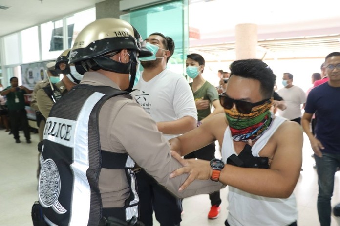 Banglamung Hospital and local authorities practice what they would do if gang warfare broke out in the emergency room.