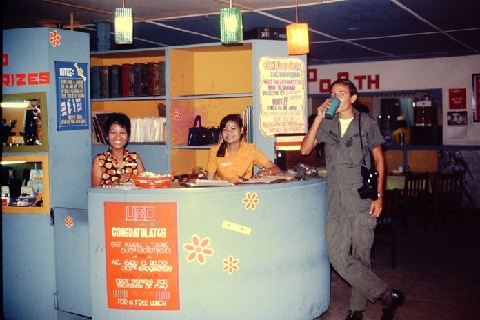 The U-Tapao USO Reception Desk. Pat Koester said one of the reasons the guys felt so comfortable at the USO was because there was no alcohol and no bar girls, just a very friendly Thai staff.