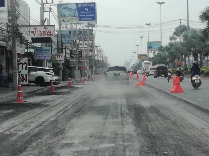 Digging and resurfacing of Sukhumvit Road has been tied to an increase in accidents on the busy highway.