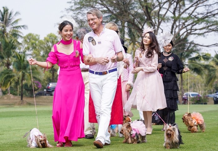 Yorkshire terriers from the Yorkshire Terrier Club Thailand strut in a parade, led by Khun Namhom, HRH Princess Sirivannavari Nariratana Rajakanya’s dog.