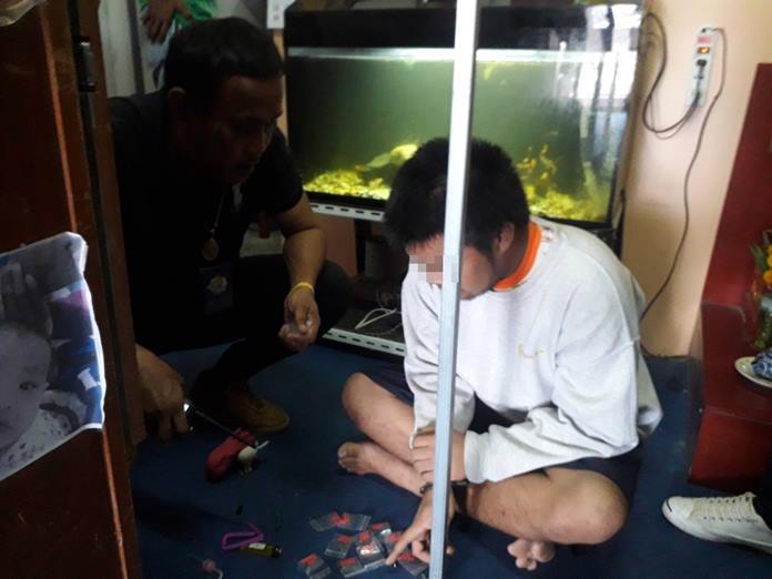 Sattahip authorities arrested small-time drug pusher Kritsana Janthai, but hope to use his arrest to land bigger fish.