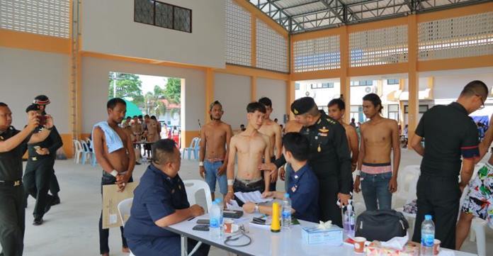 All Thai male nationals at age 21 must submit themselves for the draft, although many are turned away for not meeting physical requirements, excused for educational reasons or dismissed due to trans-gender issues. (Pattaya Mail File photo)