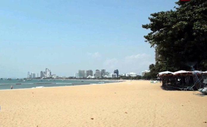 No tourists are seen at Pattaya beach even during day light.