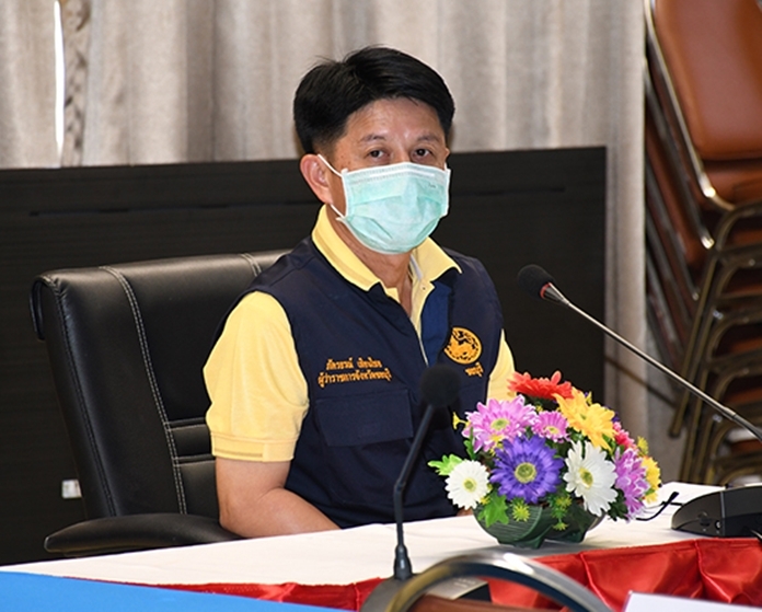 Gov. Pakarathorn Thienchai reviews the latest coronavirus-infection statistics and preventative measures being taken March 30.