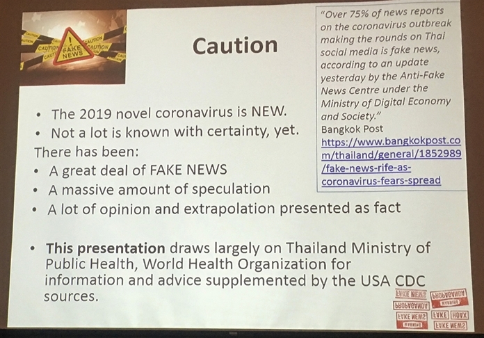 This slide presented Professor Andy Barraclough warns about the amount of "Fake News" on the Coronavirus that abounds in the media.