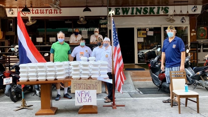 Lewinski’s with the support of VFW USA distribute food to the needy every day.