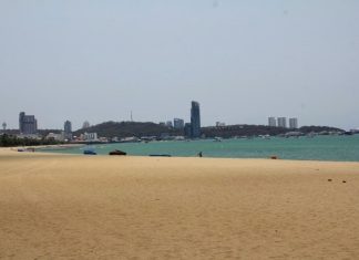 Pattaya beach after many years of refilling sand is now deserted.