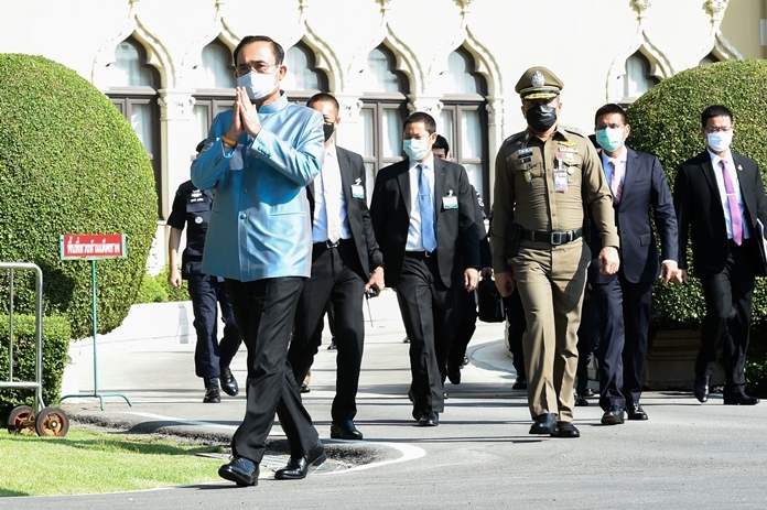 Prime Minister and Defense Minister Gen. Prayut Chan-o-cha prior the cabinet meeting on Tuesday.