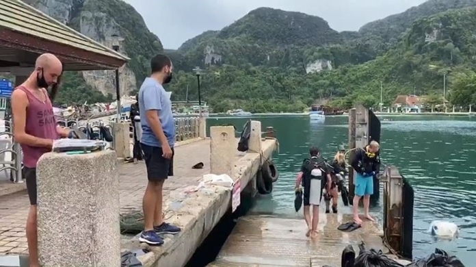 Activists and diving instructors collected ocean waste at Phi Phi Island as an environment conservation project during the COVID-19 lockdown.