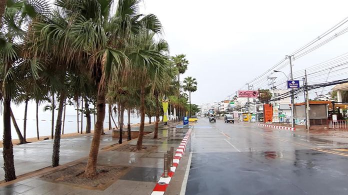 Jomtien Beach, Pattaya City, Chonburi Province on a rainy day.