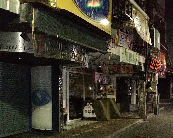 A go-go bar is shut down, dancers moved away a long time ago after the government’s order to close entertainment venues and all tourism related businesses in Pattaya and throughout the country.