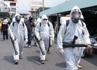 No, this isn’t a scene from a low budget horror movie - over the past three weeks teams of workers were sent out to disinfect the city.