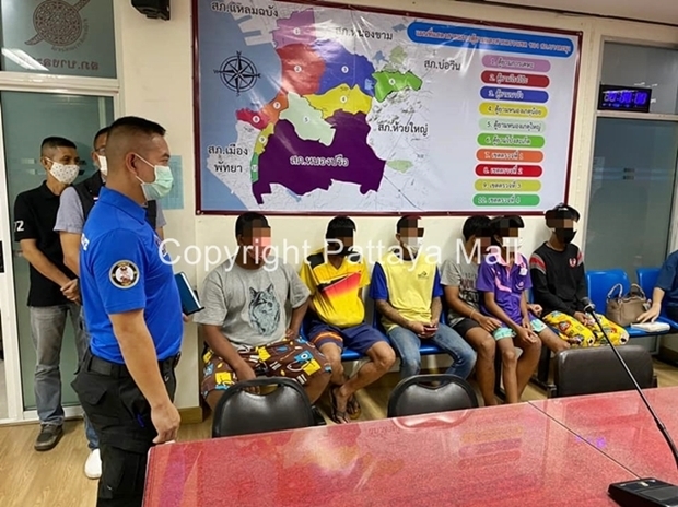 Six men and boys ages 14-33 were arrested for assaulting and terrorizing a Pattaya family who refused to sell them alcohol after curfew.