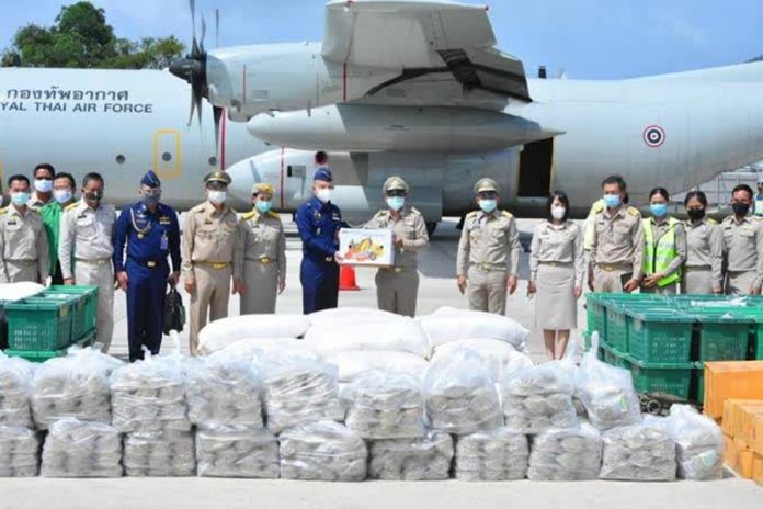 Transportation of these goods between the northern and southern provinces is provided by the Royal Thai Air Force.