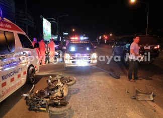 Janitor hurt in Sattahip motorbike wreck