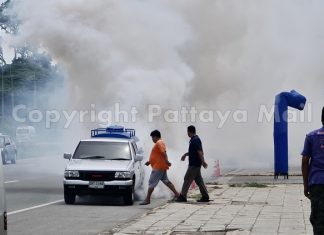 Fire hits water truck in Bang Saray near Pattaya