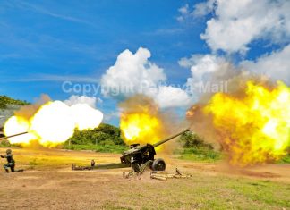 Thai Navy lights up big guns for anti-aircraft drill
