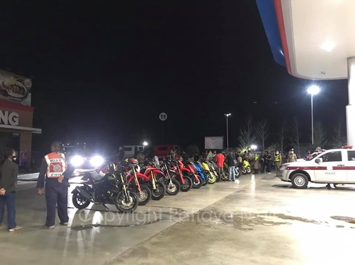 Nongprue police seized 16 motorbikes before they could be used in an illegal street race in Pong.
