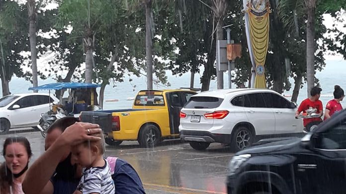 Jomtien Beach, Pattaya City on a rainy day.
