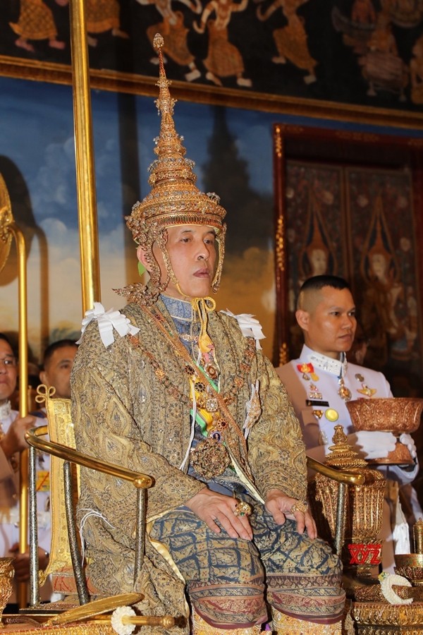 King Maha Vajiralongkorn Bodindradebayavarangkun sits on the throne as he is officially crowned King at the Grand Palace, in Bangkok, May 4, 2019.