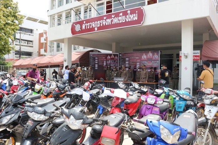 Chiang Mai Police seized 155 modified motorcycles in a crackdown on illegal street racers.