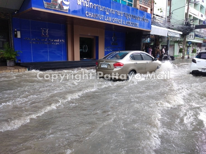 Central Pattaya Road was a river headed towards the sea.