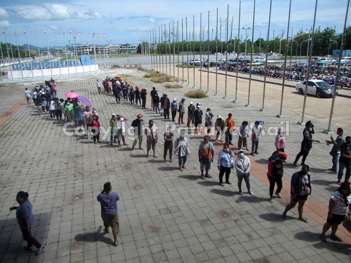 Lining up for cool ice cream on a hot day.