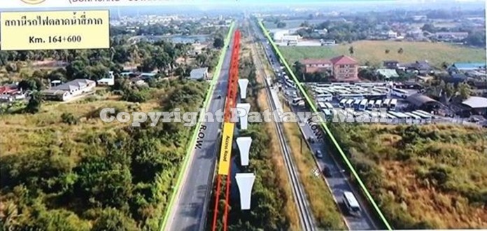 Sketches show the various plans for stations, crossings and positions of props and drainage along the projected high-speed railway.