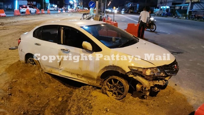 Police shot the tires of the perp’s getaway car causing it to crash into traffic barriers where they nabbed him.