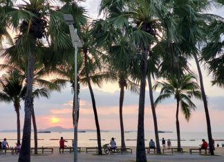 Pattaya temp drops, tourists enjoy calm and cool breeze on the beach