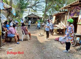 Pattaya health teams visit villages, reinforce social-distancing