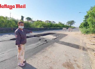 Sinkholes causing accidents on Pattaya railway road