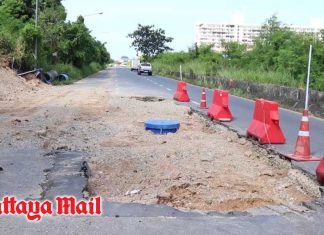 PWA blames Pattaya flooding for railway road sinkholes
