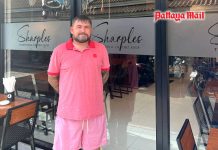 Shaun Sharples stands outside his newly opened restaurant in Soi New Plaza, Pattaya.