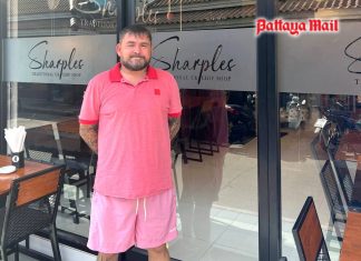 Shaun Sharples stands outside his newly opened restaurant in Soi New Plaza, Pattaya.