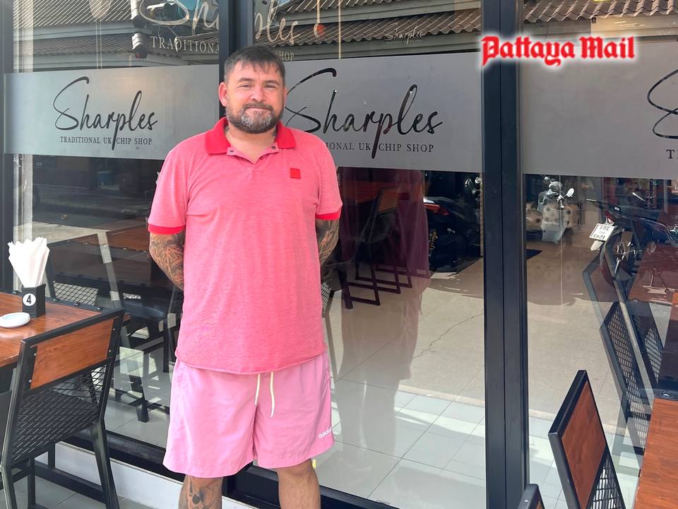 Shaun Sharples stands outside his newly opened restaurant in Soi New Plaza, Pattaya.